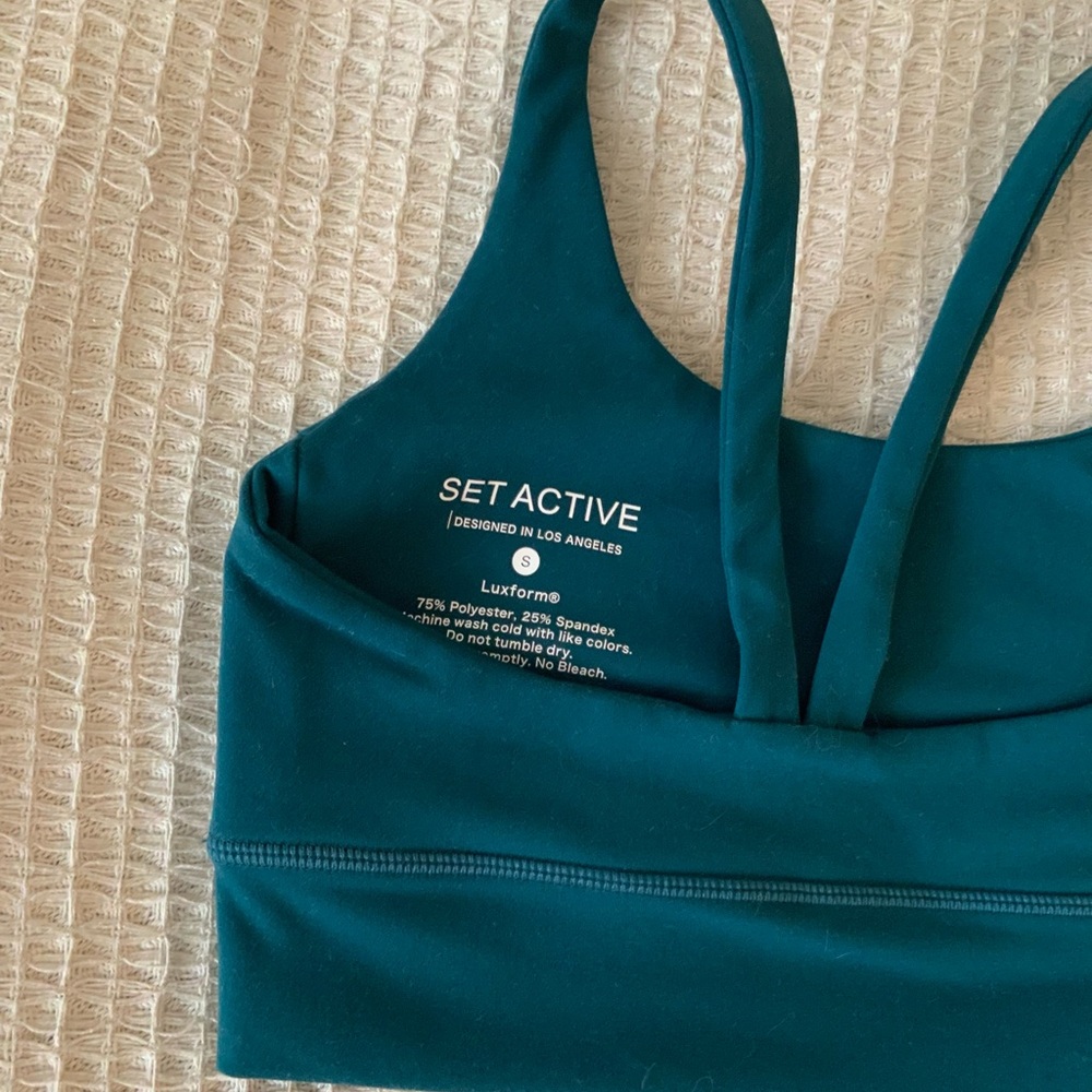 SET ACTIVE Luxform Blue Sports Bra Crop Tank Top Size Small Workout Yoga Shirt - Picture 4 of 6